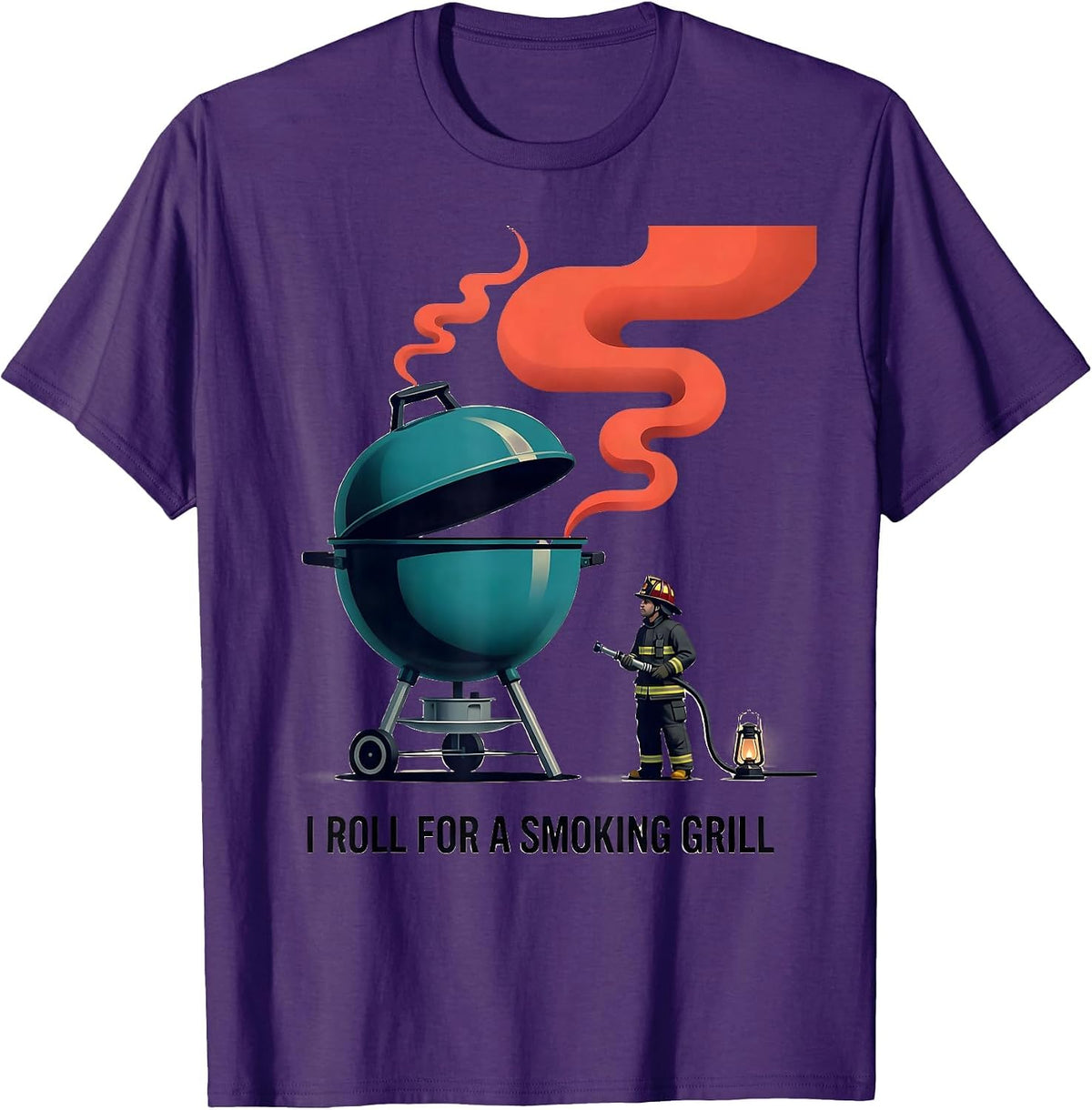 I Roll For A Smoking Grill Funny Firefighter Occupation T-Shirt - Purple