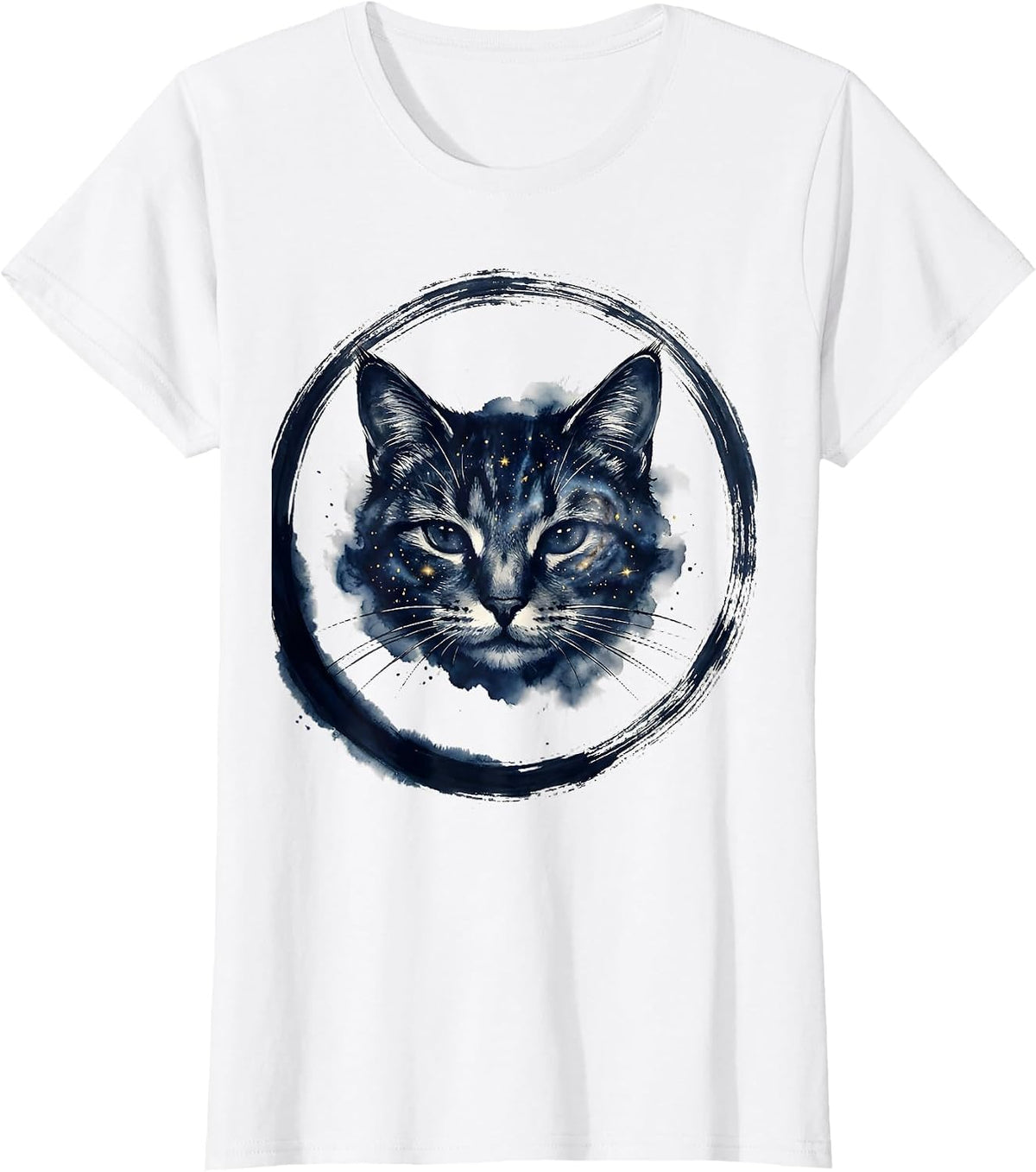 Cosmic Cat Galaxy Star Nebula Space Universe T-Shirt - White