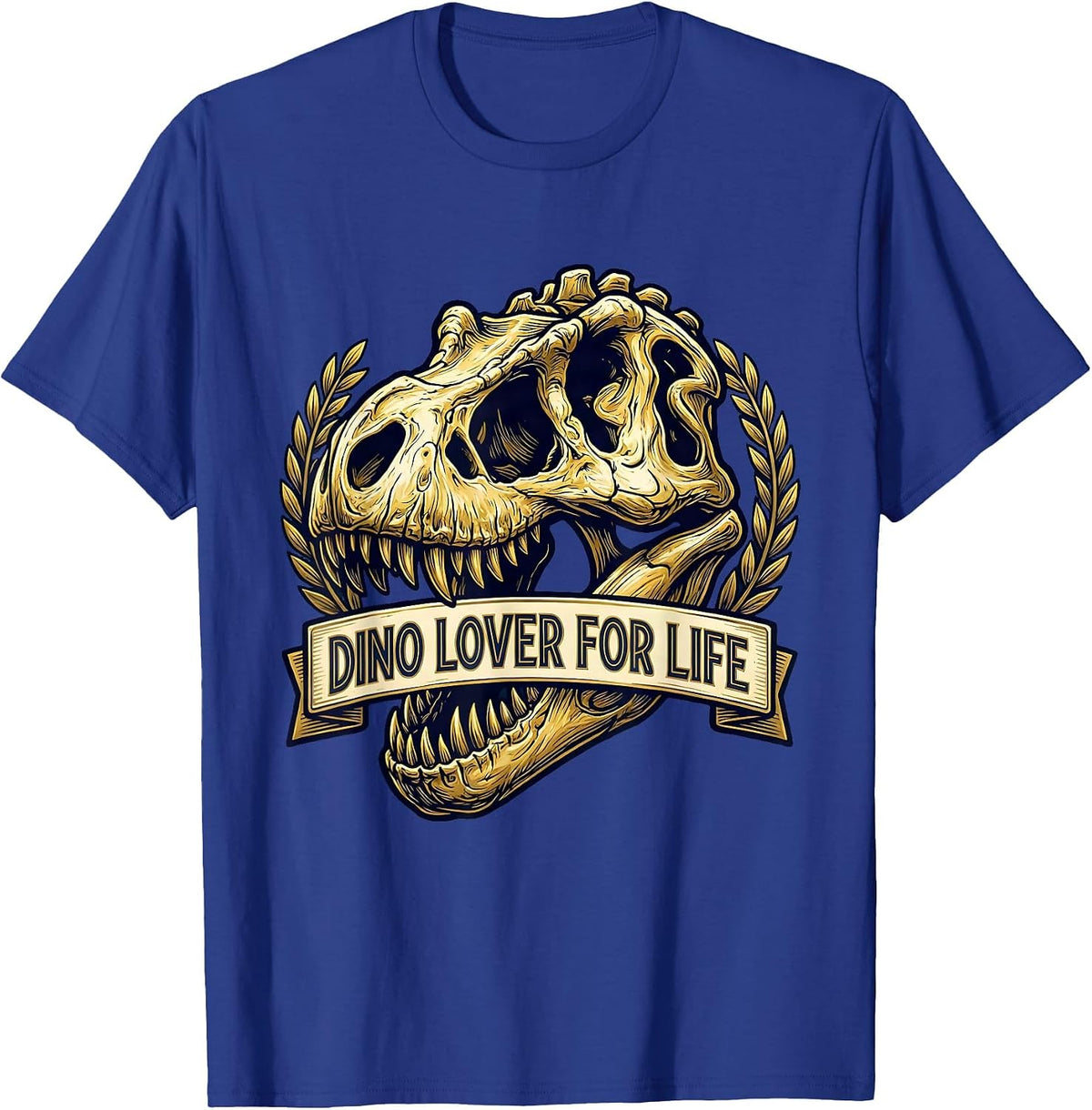 Dino Lover For Life Dinosaur Graphic Design T-Shirt - Royal Blue