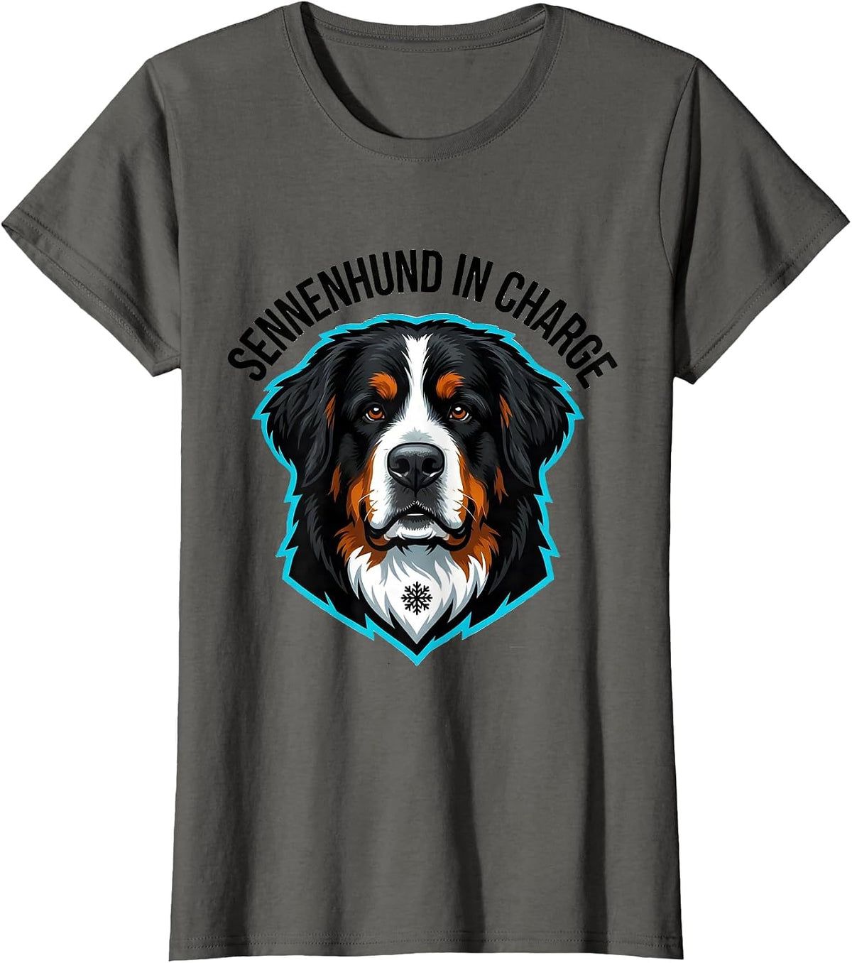 Women's Sennenhund In Charge Pop Art Bernese Mountain Dog Lover T-Shirt - Asphalt Grey