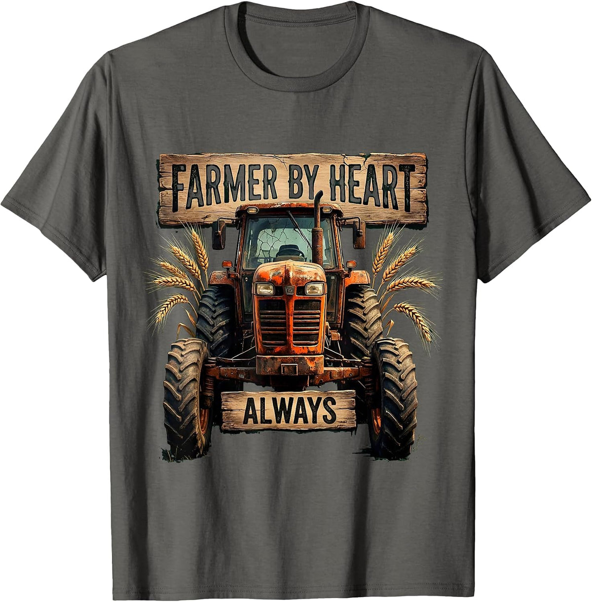 Men's Farmer By Heart Always Country Pride Design T-Shirt - Asphalt Grey