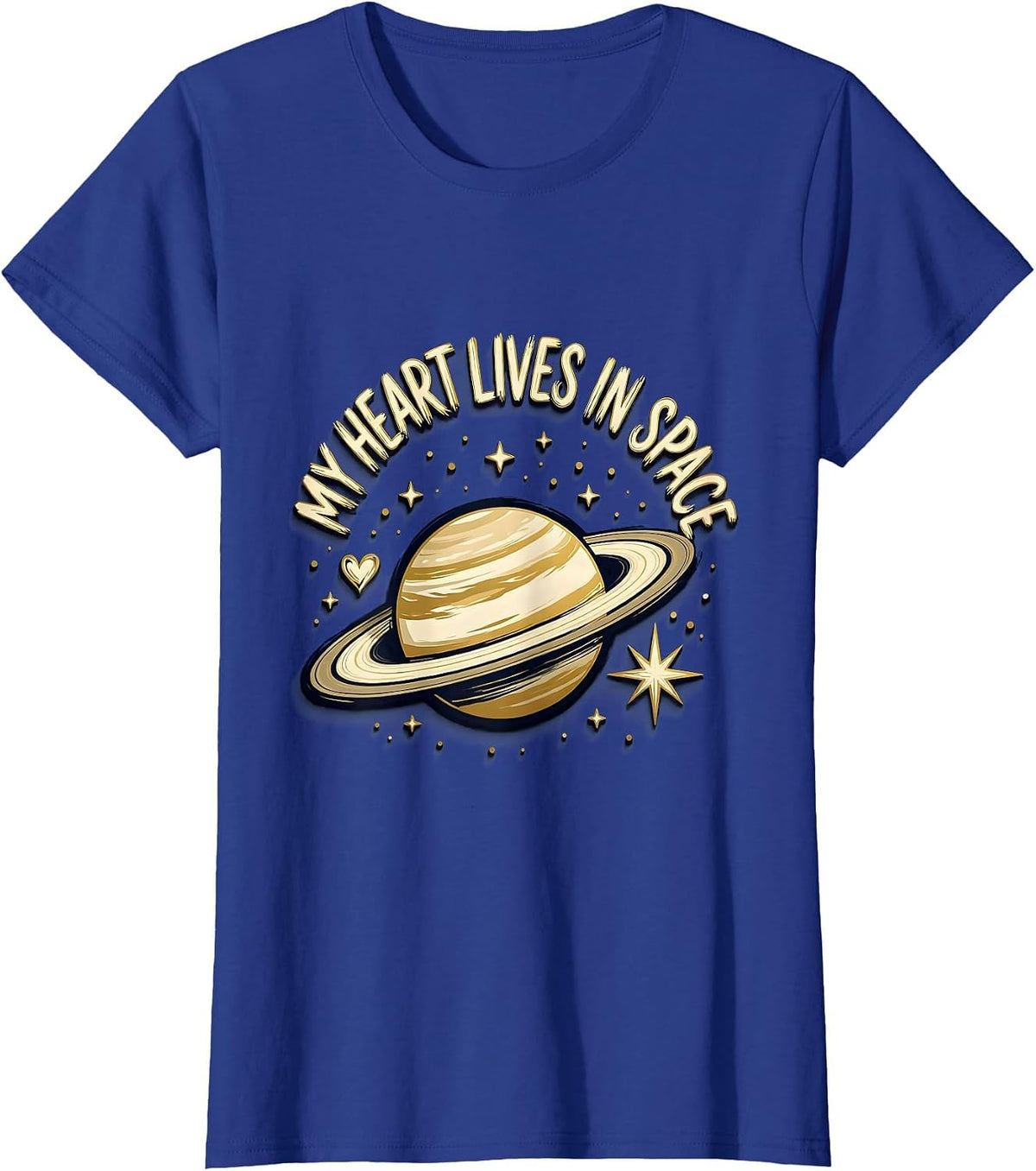 Women's My Heart Lives In Space Galaxy Design T-Shirt - Royal Blue