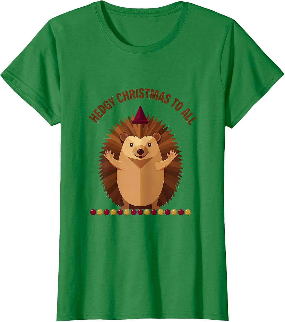 Women's Hedgy Christmas To All Cute Hedgehog Animal Lover Holiday T-Shirt - Kelly Green