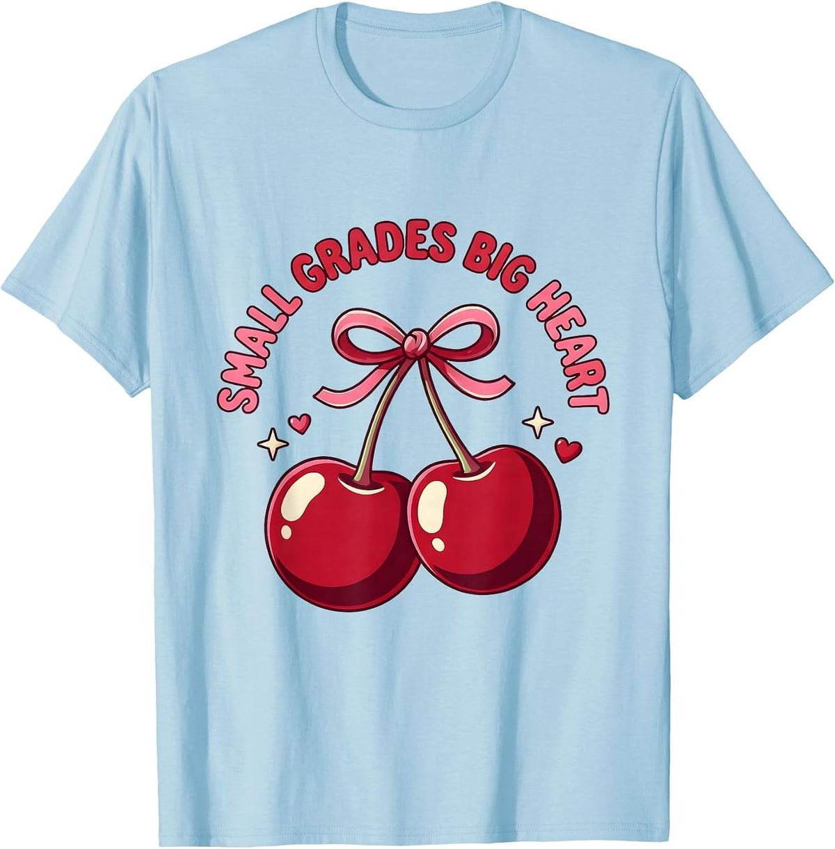 Men's Small Grades Big Heart Elementary Teacher Design T-Shirt - Baby Blue