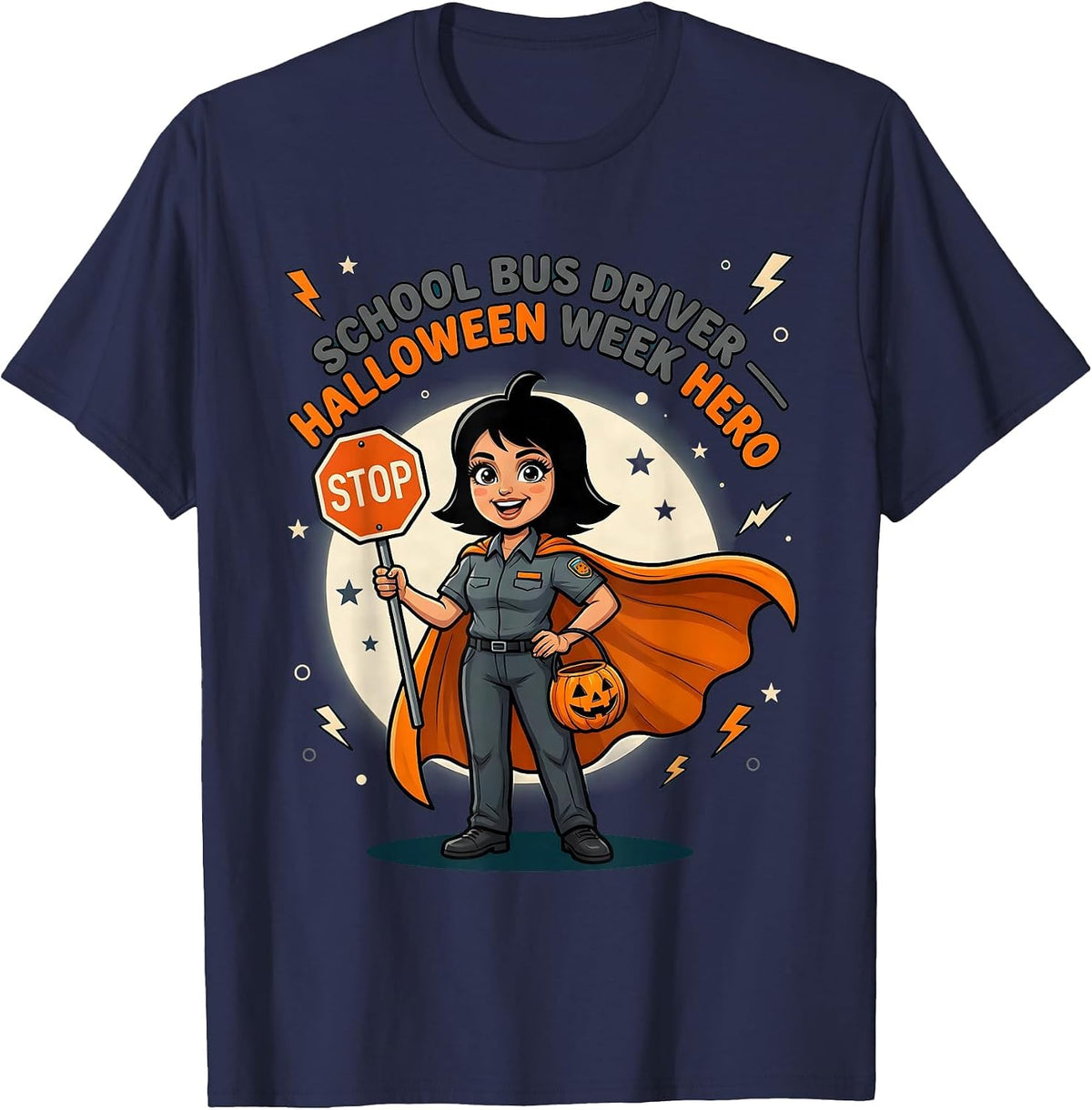 Men's SCHOOL BUS DRIVER - HALLOWEEN WEEK HERO Gift T-Shirt - Navy Blue