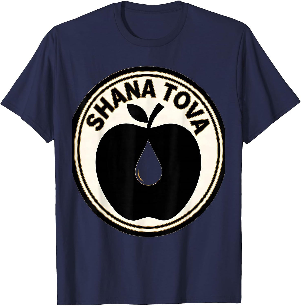Men's Shana Tova Minimalist Jewish New Year Apple Honey Gift T-Shirt - Navy Blue