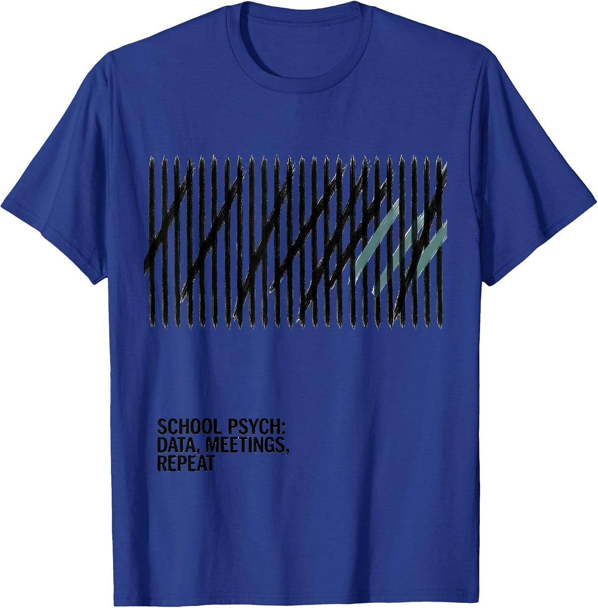 Men's School Psych: Data, Meetings, Repeat Funny School Counselor T-Shirt - Royal Blue