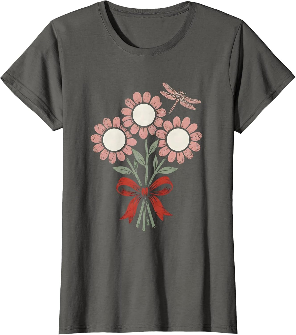 Women's Floral Bouquet Letter Tiles Dyslexia Awareness Teacher T-Shirt - Asphalt Grey