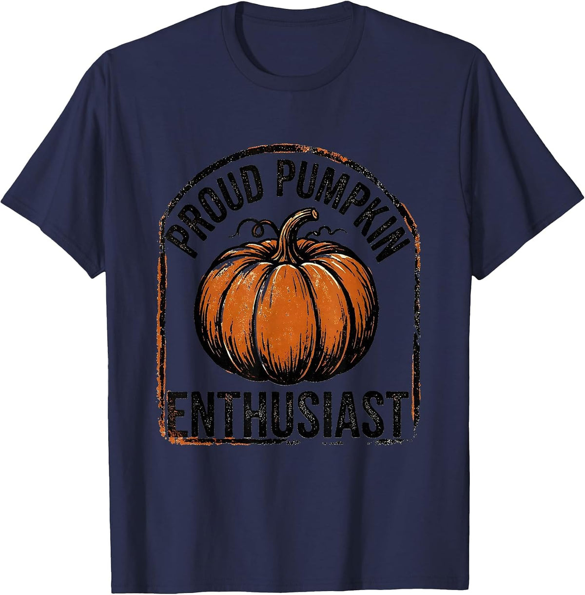 Proud Pumpkin Enthusiast Fall Graphic Design T-Shirt - Navy Blue