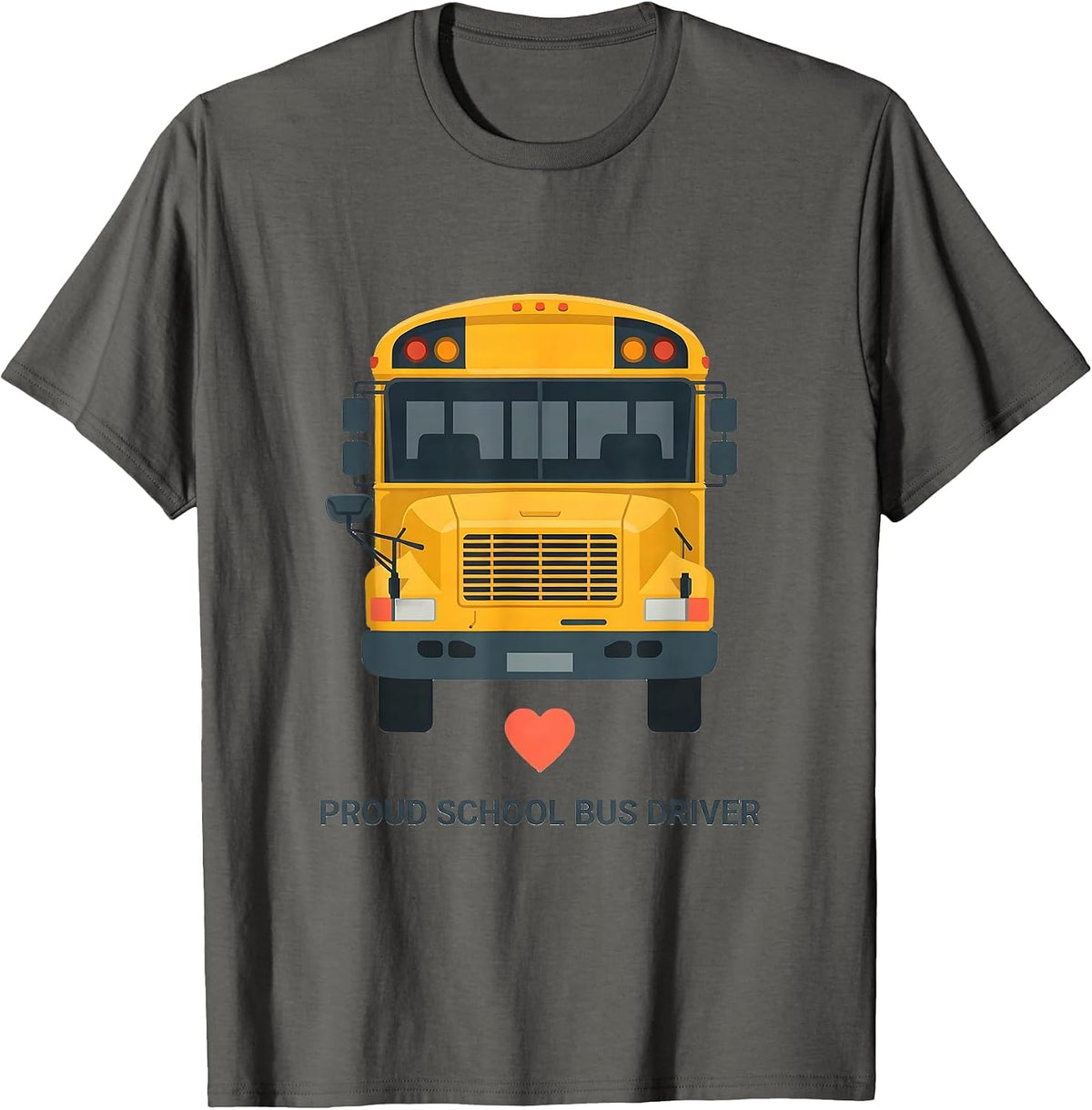 Proud School Bus Driver Flat Vector Transportation Squad T-Shirt - Asphalt Grey