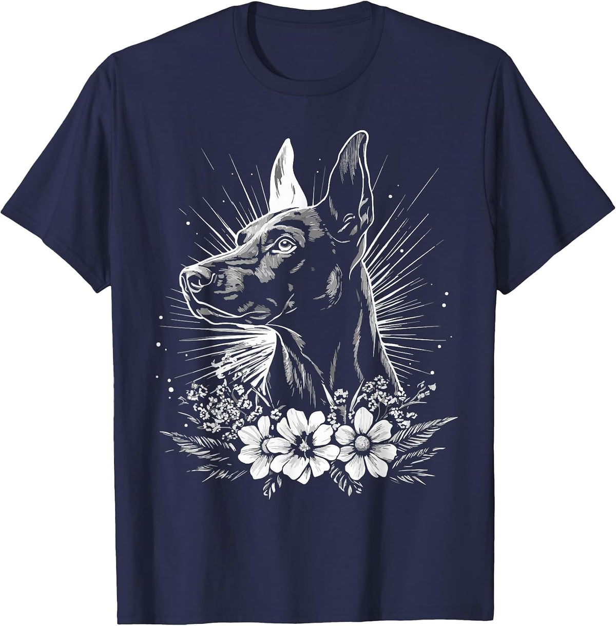 Tattoo Style Lover Doberman Pinscher Retro Dog T-Shirt - Navy Blue