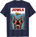 Funny Doberman Pinscher and Fried Chicken Parody Jowls T-Shirt - Navy Blue