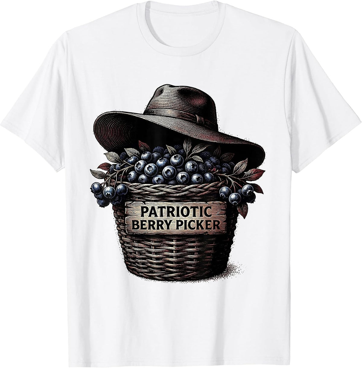 Men's Red White and Blueberries Patriotic Berry Picker T-Shirt - White