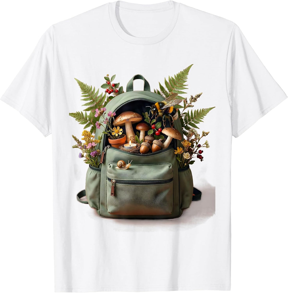 Men's Elementary Teacher Backpack School Supplies Graphic T-Shirt - White