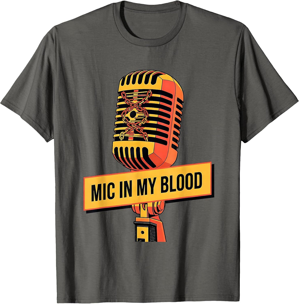 Men's Mic In My Blood Hip Hop Music Design T-Shirt - Asphalt Grey