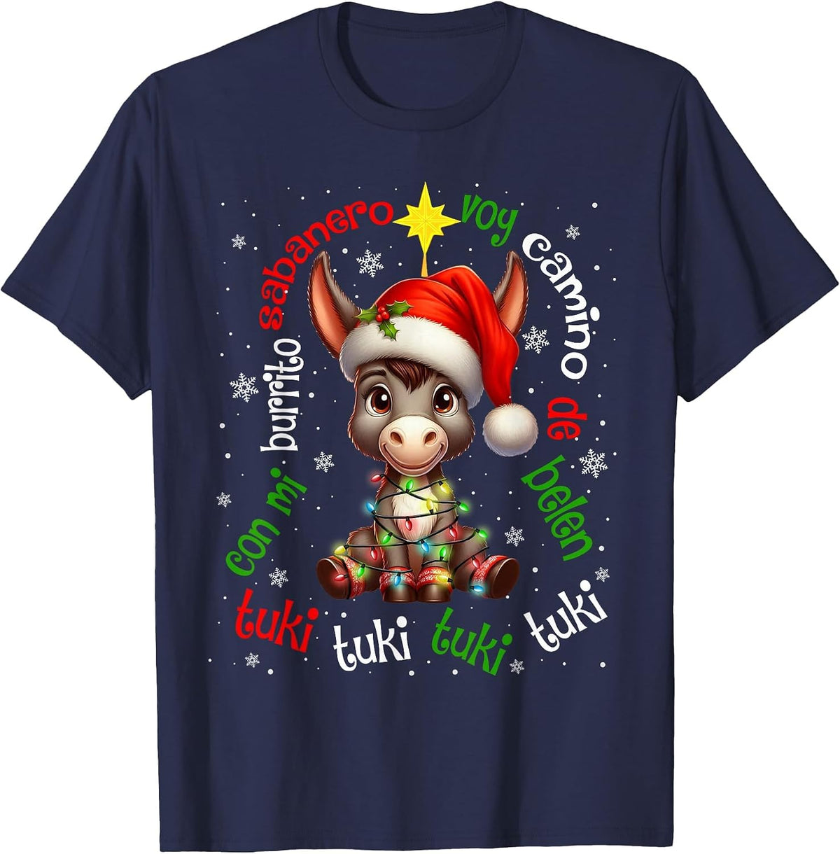 Tuki Tuki Donkey Mi Burrito Sabanero Mexican Mexico Xmas T-Shirt - Navy Blue