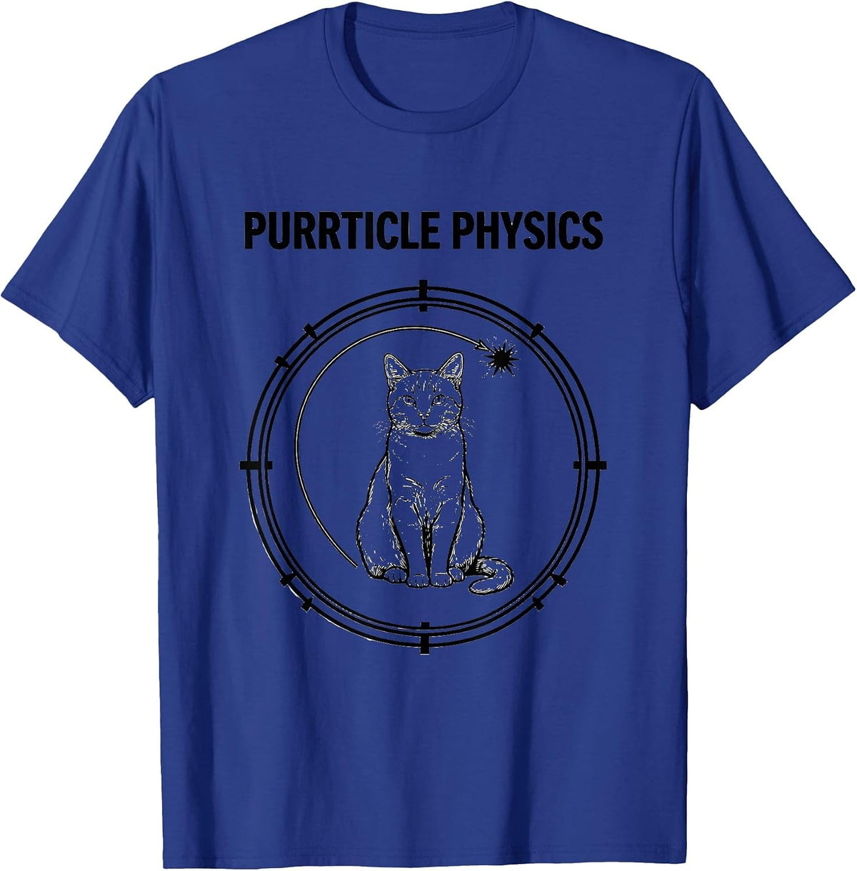 Purrticle Physics Funny Science Cat Teacher Student Humor T-Shirt - Royal Blue