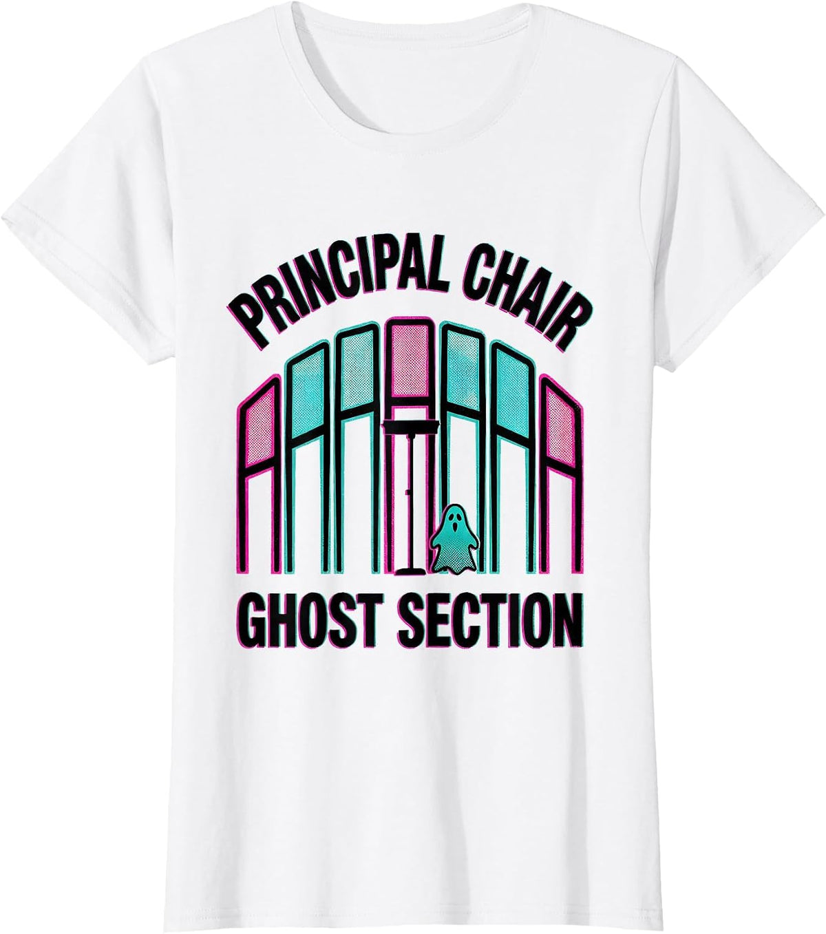 Women's Principal Chair Ghost Section Whimsical Music Teacher T-Shirt - White