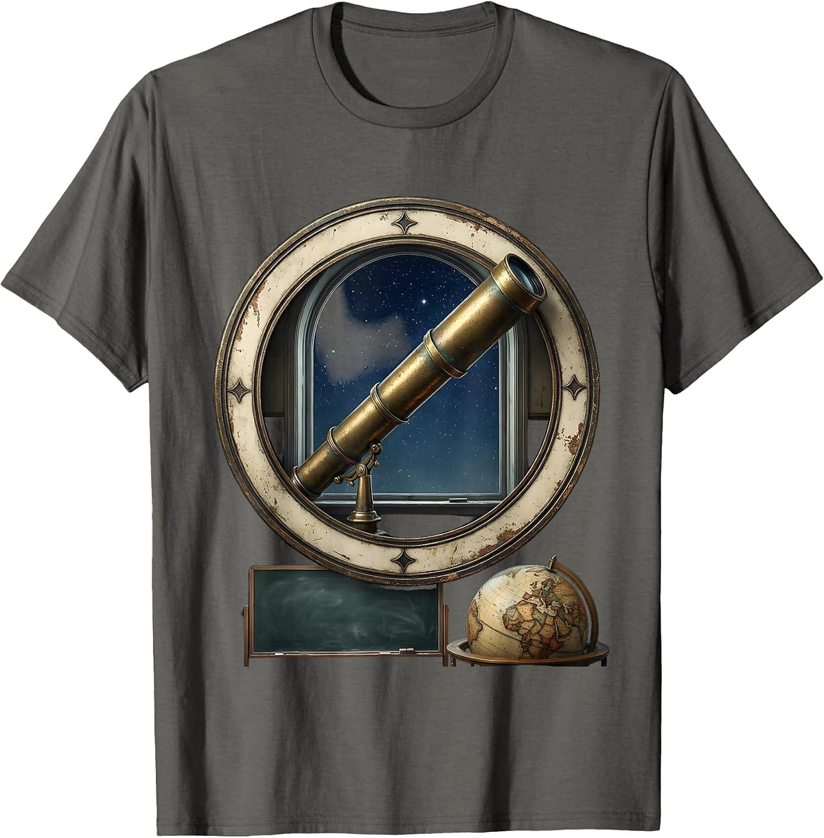 Teacher Astronomer Telescope Classroom Stars Design T-Shirt - Asphalt Grey