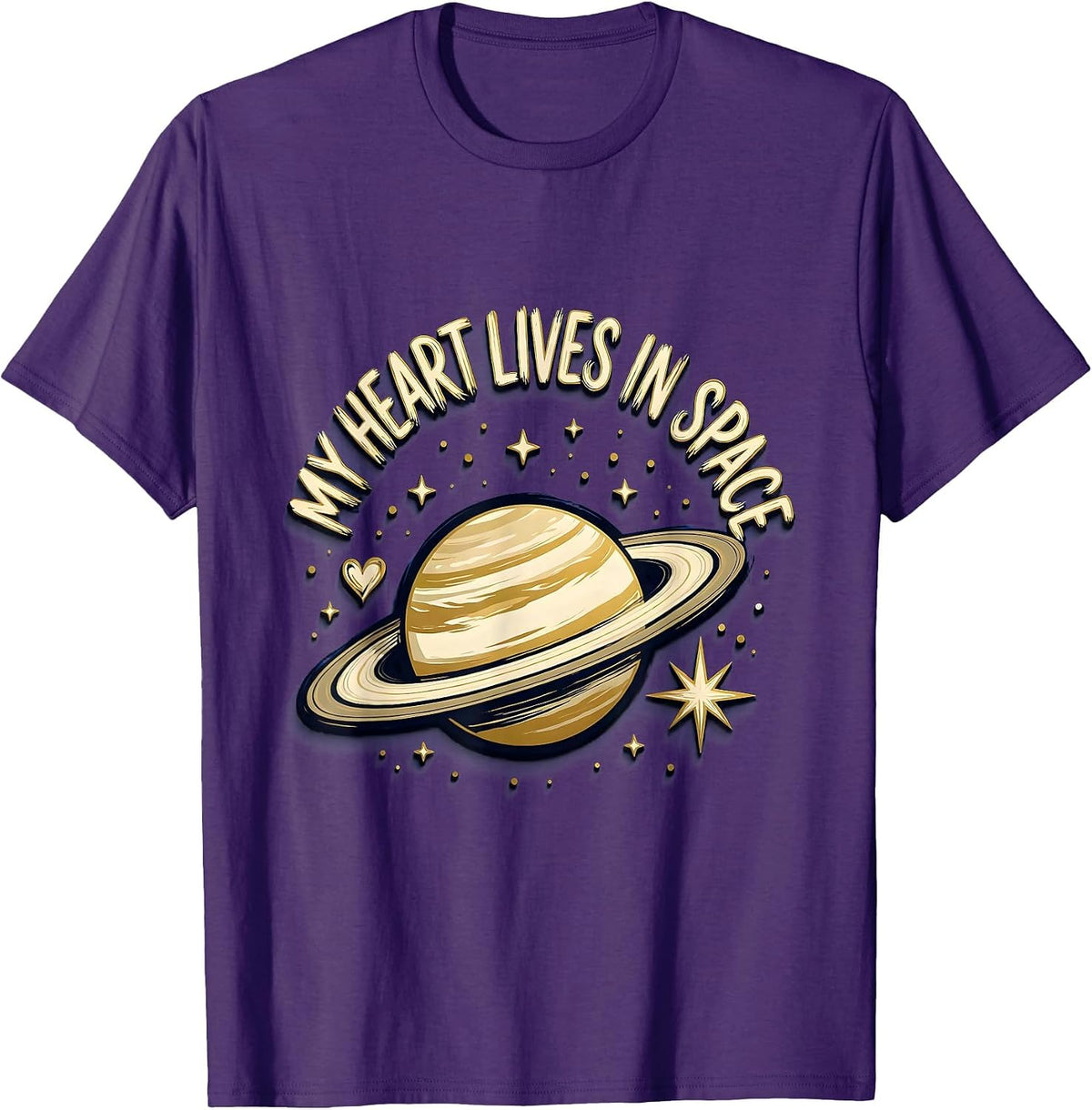 Men's My Heart Lives In Space Galaxy Design T-Shirt - Purple
