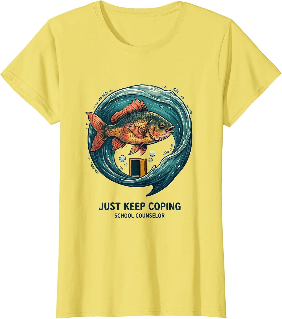 Women's Just Keep Coping School Counselor Funny Appreciation Gift T-Shirt - Lemon Yellow