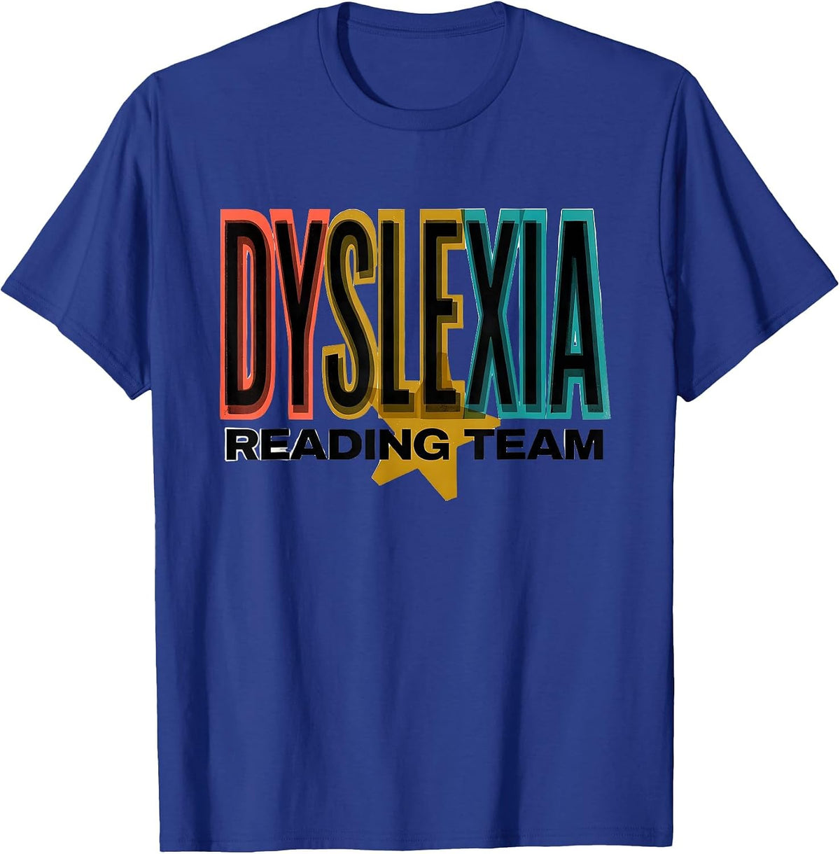 Men's Dyslexia Reading Team Awareness Teacher Squad October T-Shirt - Royal Blue