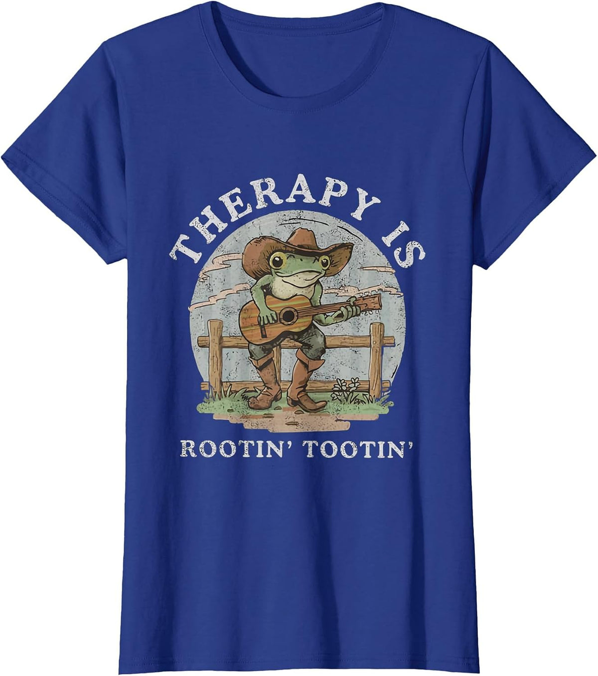 Therapy is Rooting Tooting Vintage Western Behavior Therapy T-Shirt - Royal Blue