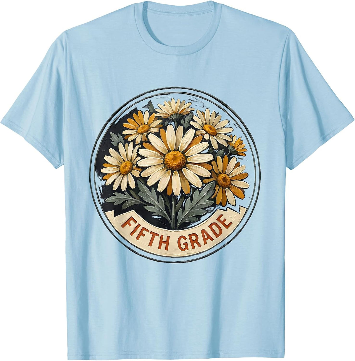 Men's Fifth Grade Wildflower Back To School Teacher Pride T-Shirt - Baby Blue