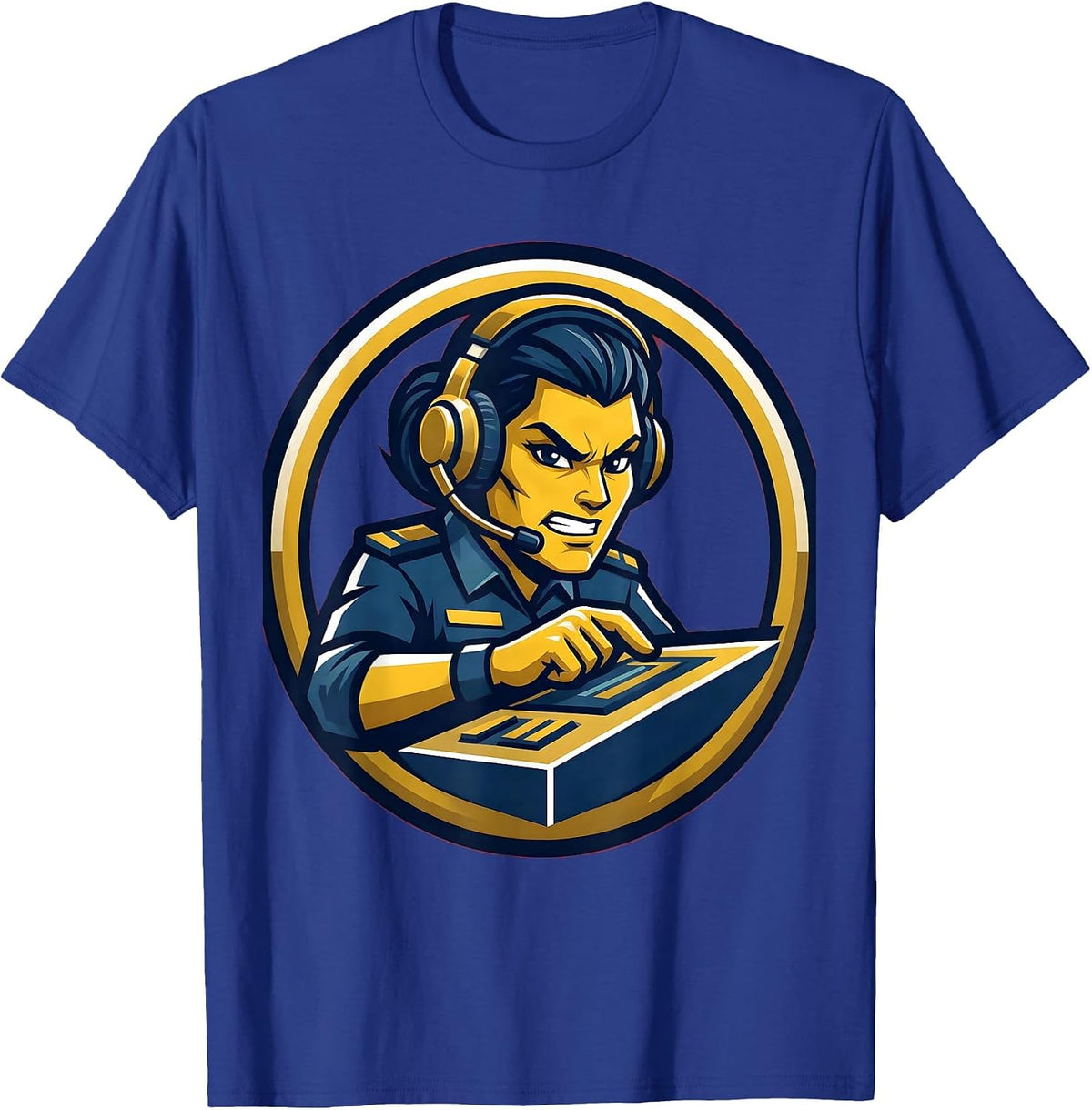 Men's 911 Dispatcher Headset Control Panel Graphic T-Shirt - Royal Blue