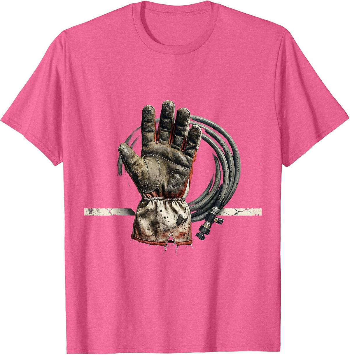 Worn Turnout Glove SCBA Regulator Firefighter Humor T-Shirt - Pink Heather