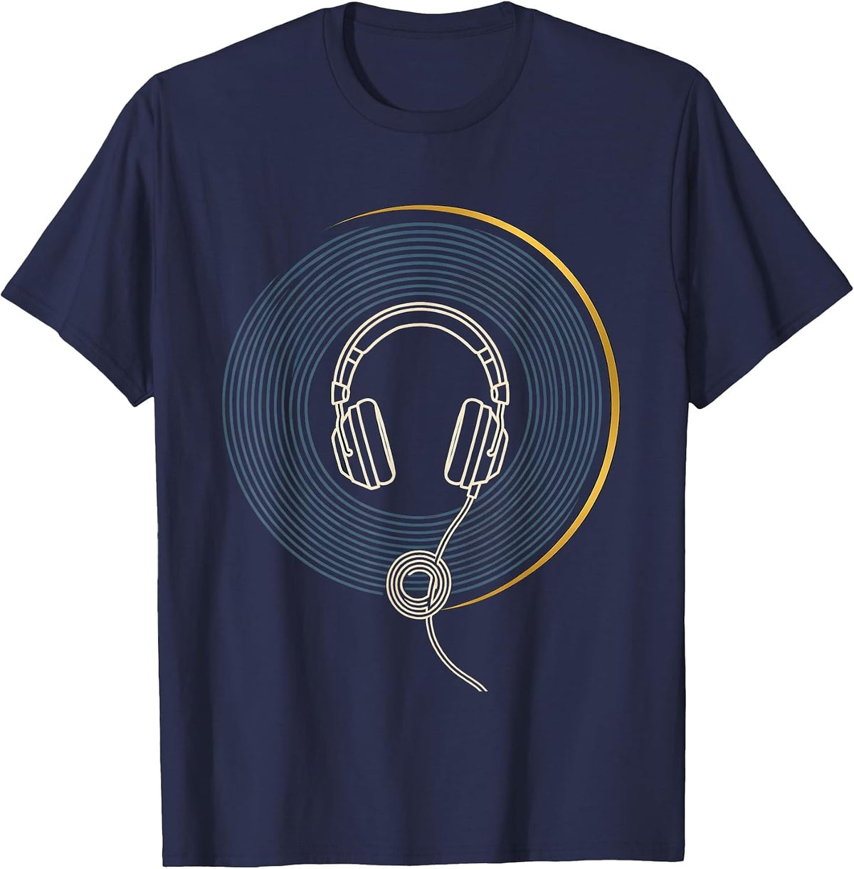 Open Headset Thin Gold Line 911 Dispatcher Tribute T-Shirt - Navy Blue