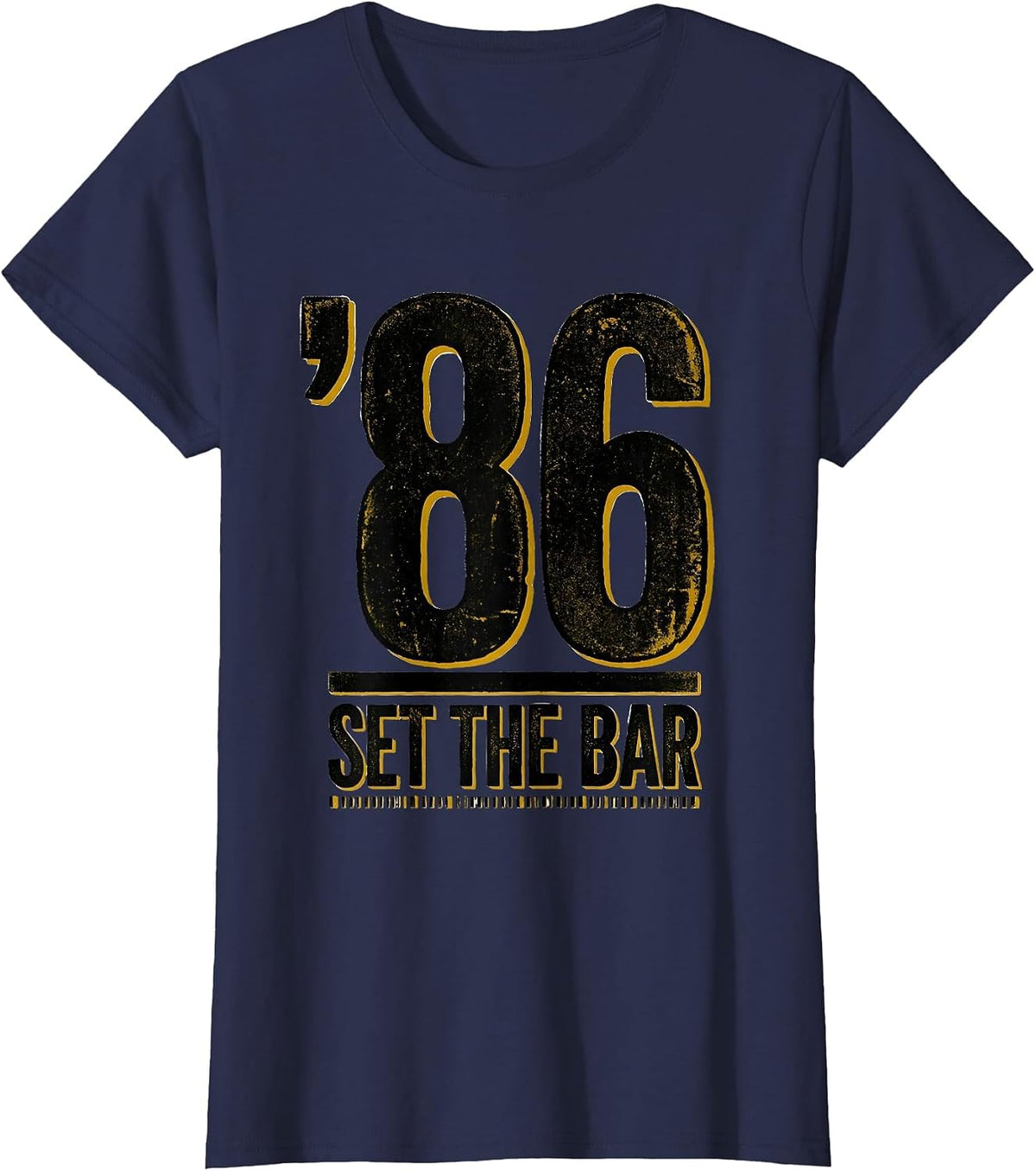 Women's '86 Set The Bar Vintage 90s Hip-Hop Rap Lyric Quote T-Shirt - Navy Blue