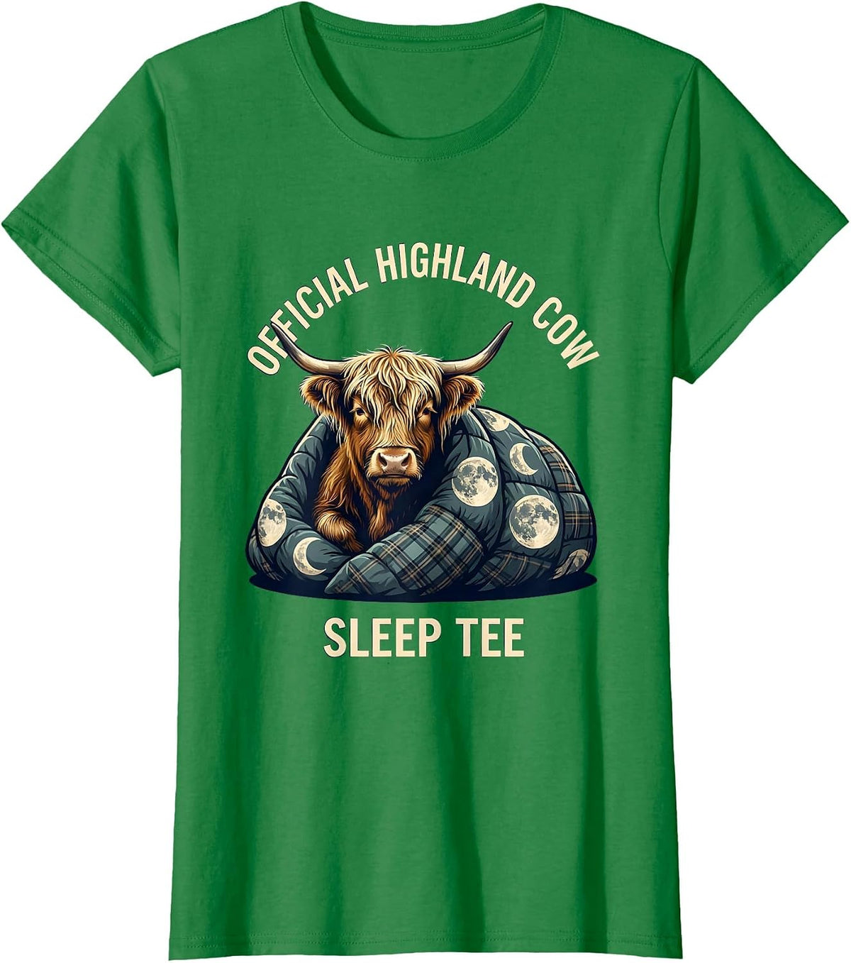 Official Highland Cow Sleep Tee Funny Cozy Pajama Gift T-Shirt - Kelly Green