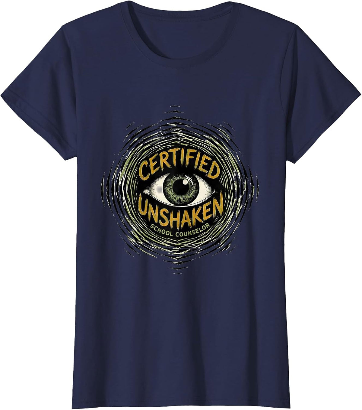 Women's Certified Unshaken School Counselor Mental Health Humor T-Shirt - Navy Blue