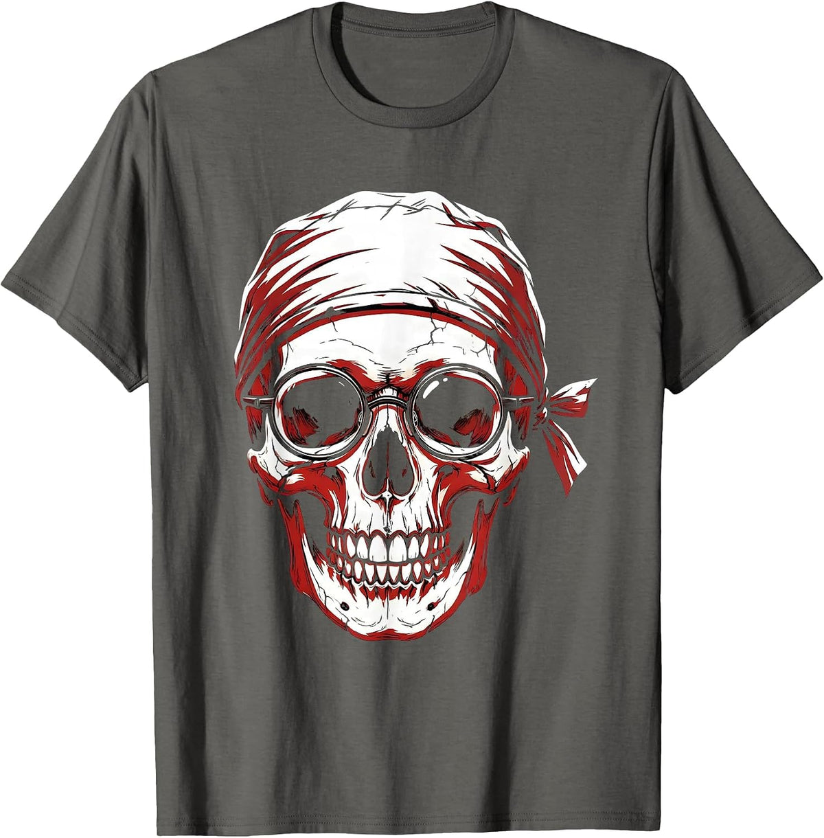 Halloween Skull Surgeon Underscrub Graphic T-Shirt - Asphalt Grey