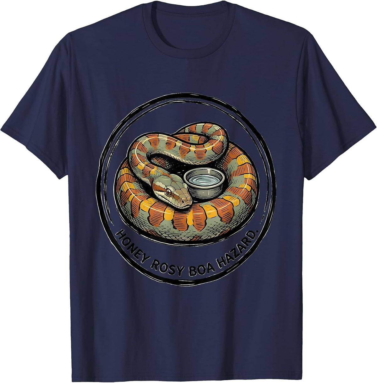 Men's Honey Rosy Boa Hazard Funny Snake Owner Reptile Humor T-Shirt - Navy Blue