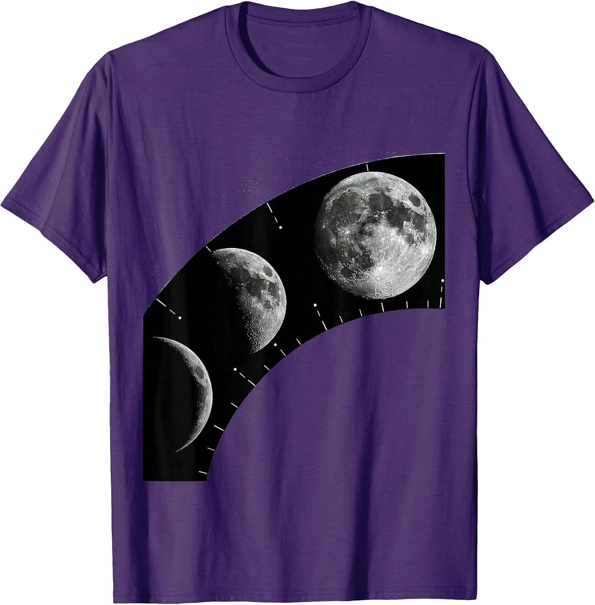 Men's Lunar Phase Arc Monochromatic Astronomy Enthusiast Graphic T-Shirt - Purple