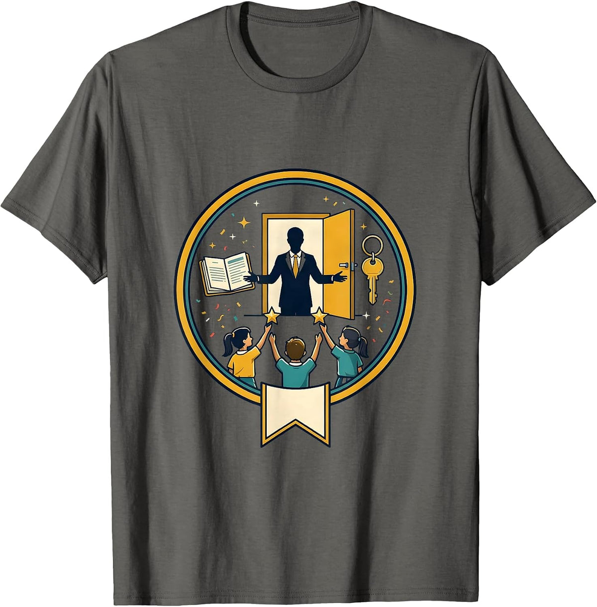 Men's Principal Appreciation Badge School Staff Gift T-Shirt - Asphalt Grey