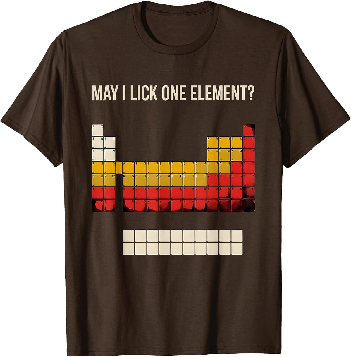 May I Lick One Element Funny Periodic Table Science Teacher T-Shirt - Brown