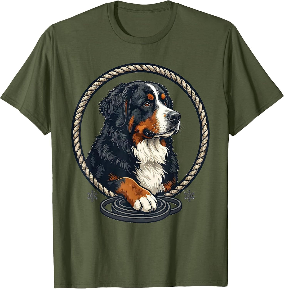Bernese Mountain Dog Badge Breed Lover Gift T-Shirt - Olive Green