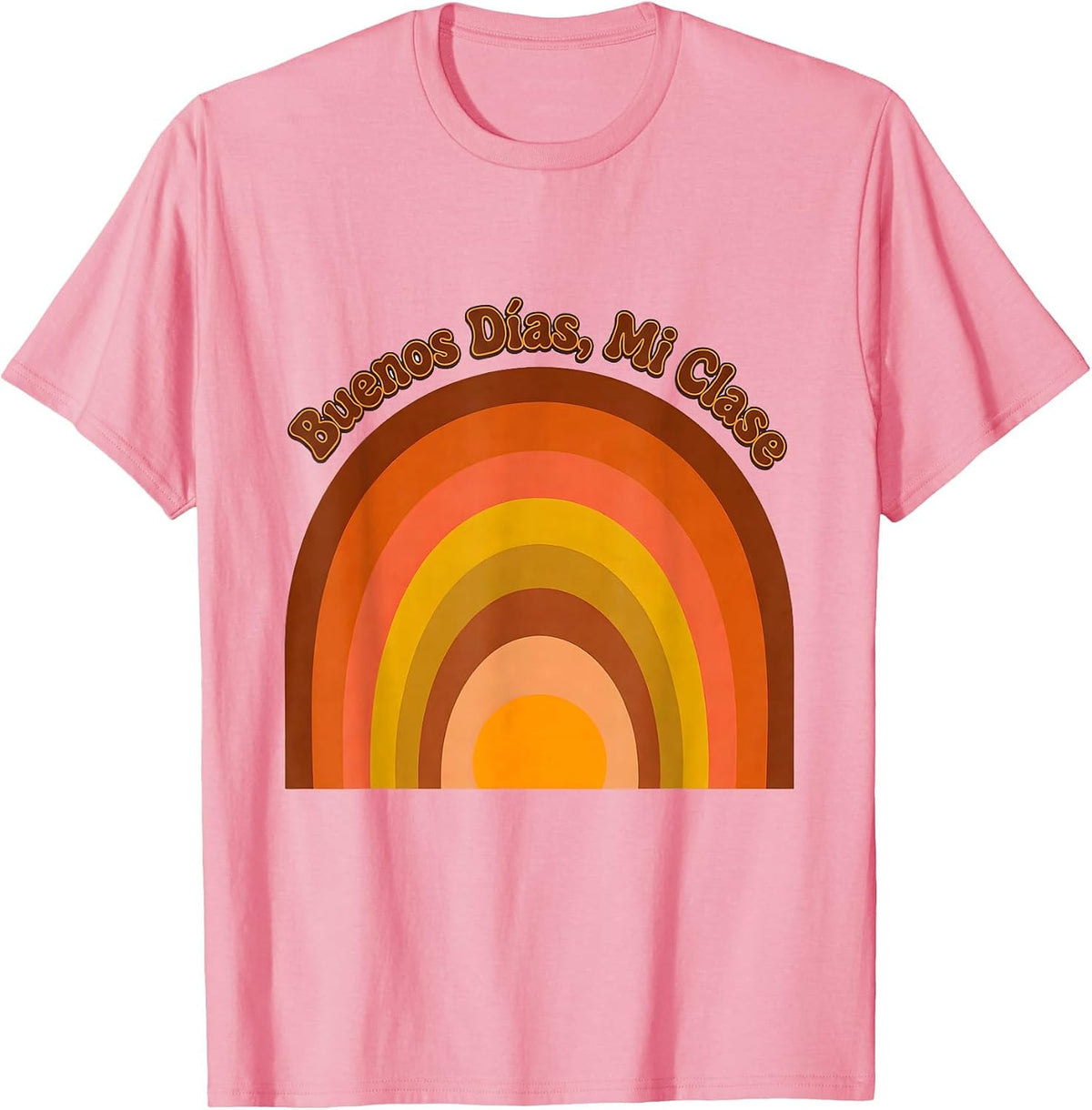 Buenos Días Mi Clase Retro 70s Spanish Teacher Back T-Shirt - Pink