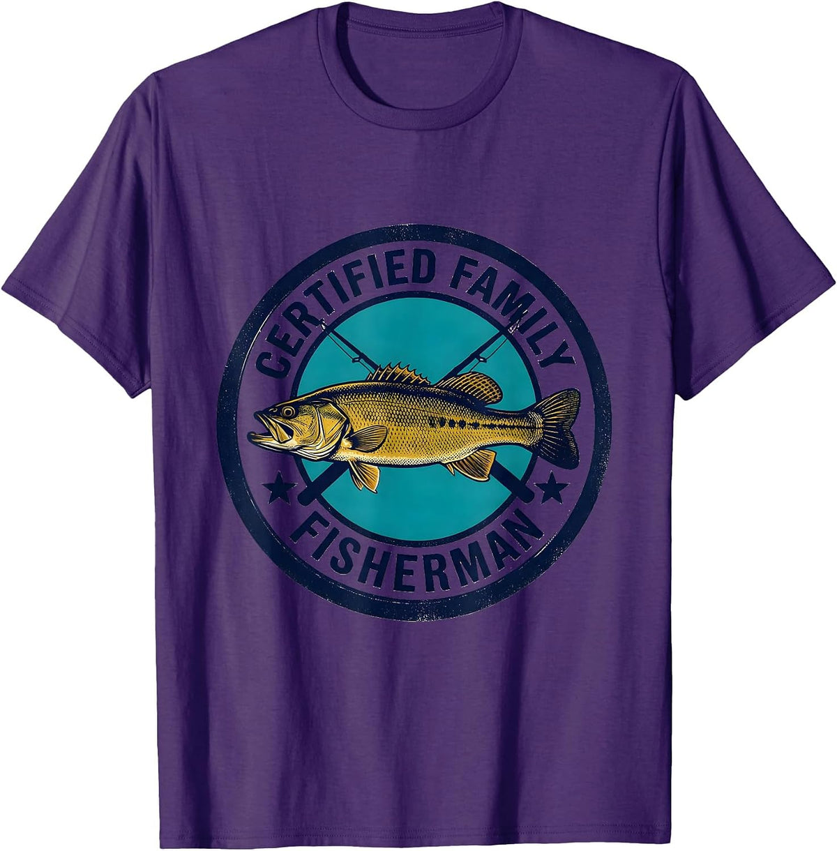 Men's Certified Family Fisherman Funny Fishing Humor Gift T-Shirt - Purple