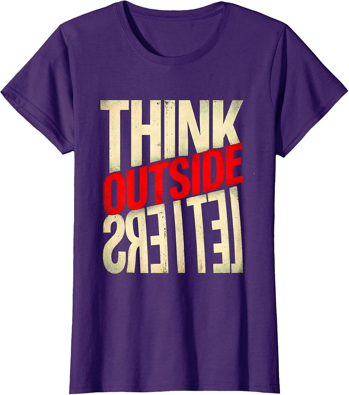 Women's Think Outside the Letters Dyslexia Awareness Design T-Shirt - Purple