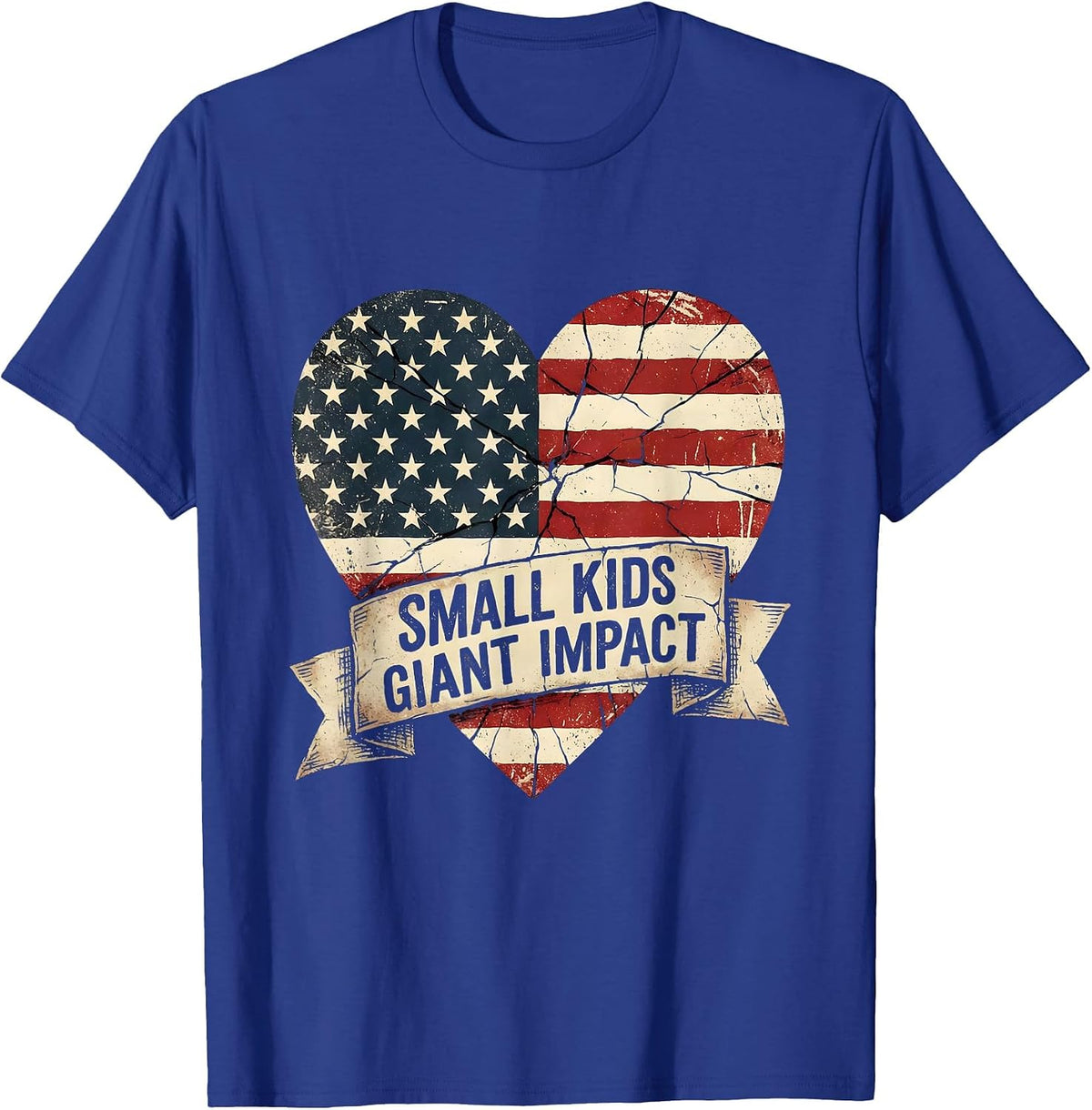 Small Kids Giant Impact Elementary Teacher Design T-Shirt - Royal Blue