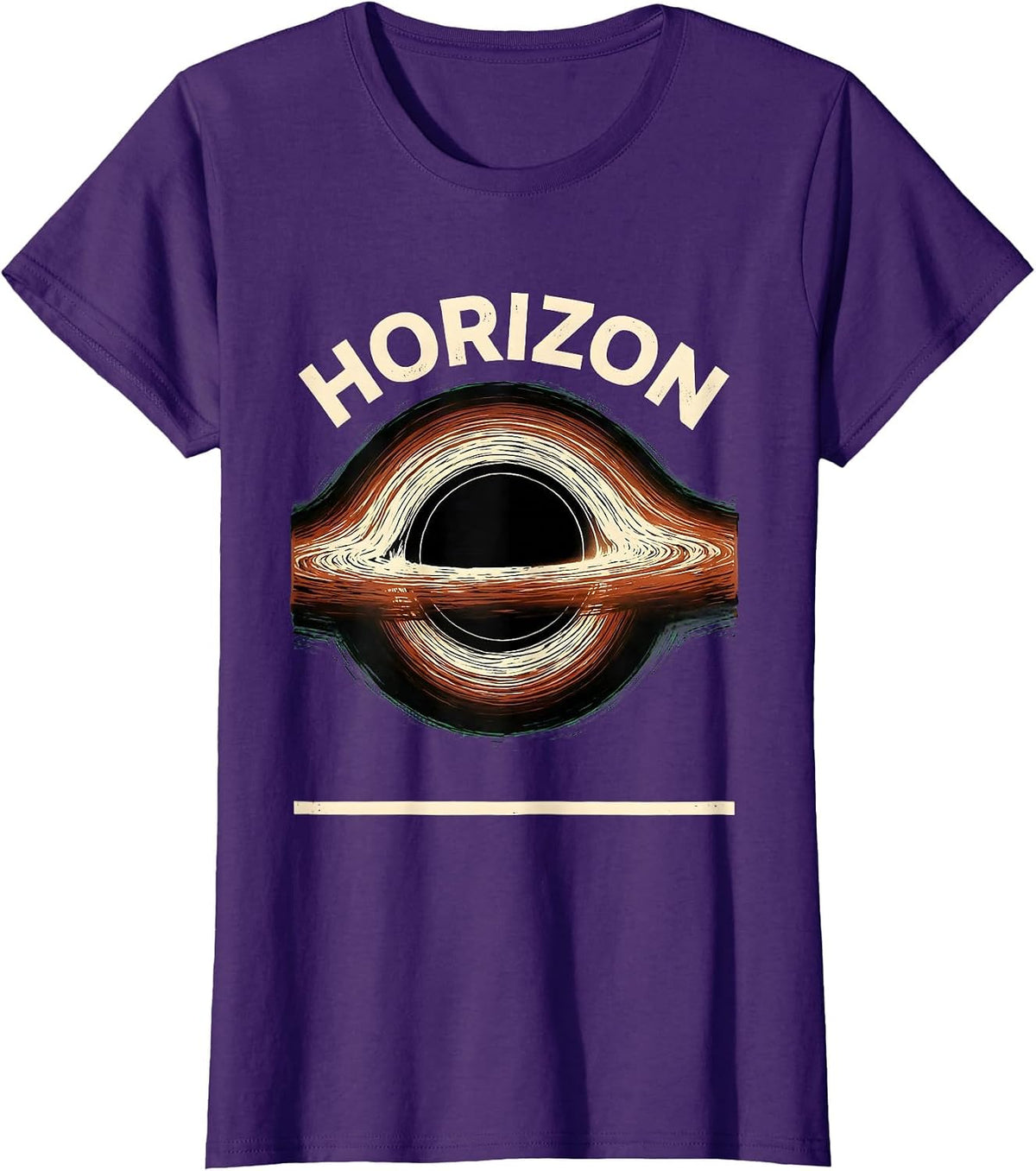 Women's Horizon Linocut Black Hole Astrophysics Science Student T-Shirt - Purple