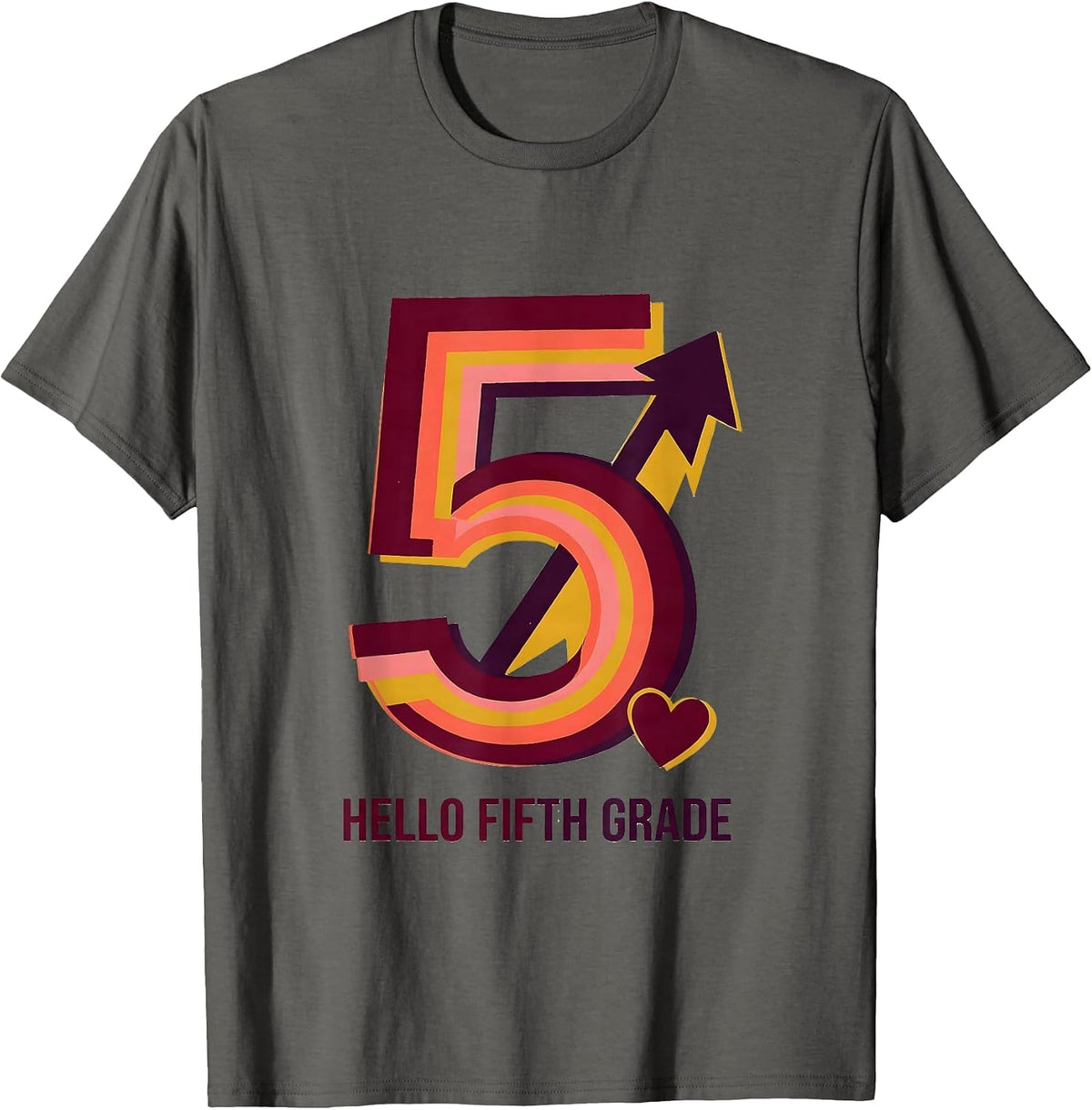 Hello Fifth Grade Leopard Teacher Back To School Girls T-Shirt - Asphalt Grey