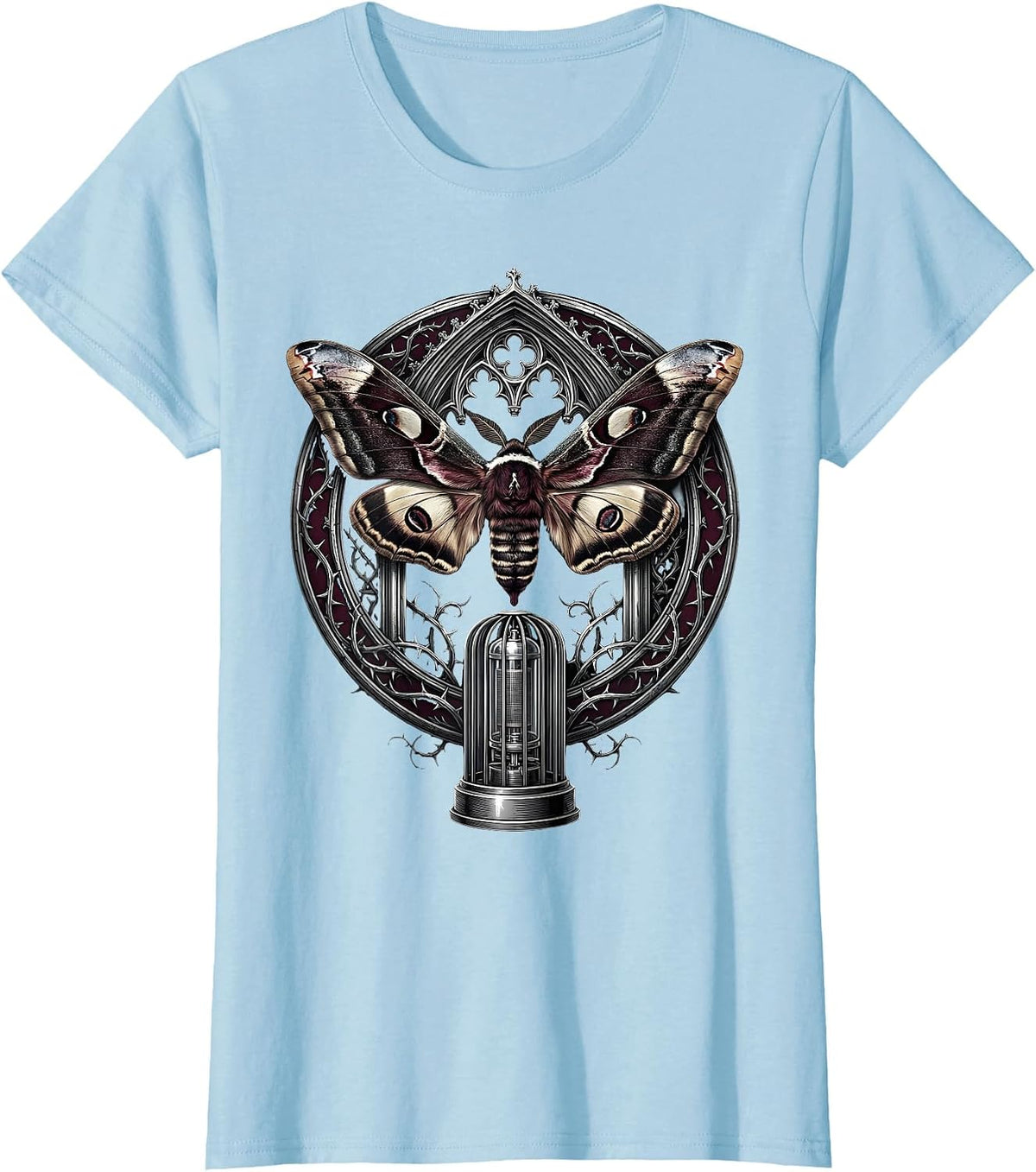 Moth and Glowing Vacuum Tube Classic Rock Art T-Shirt - Baby Blue