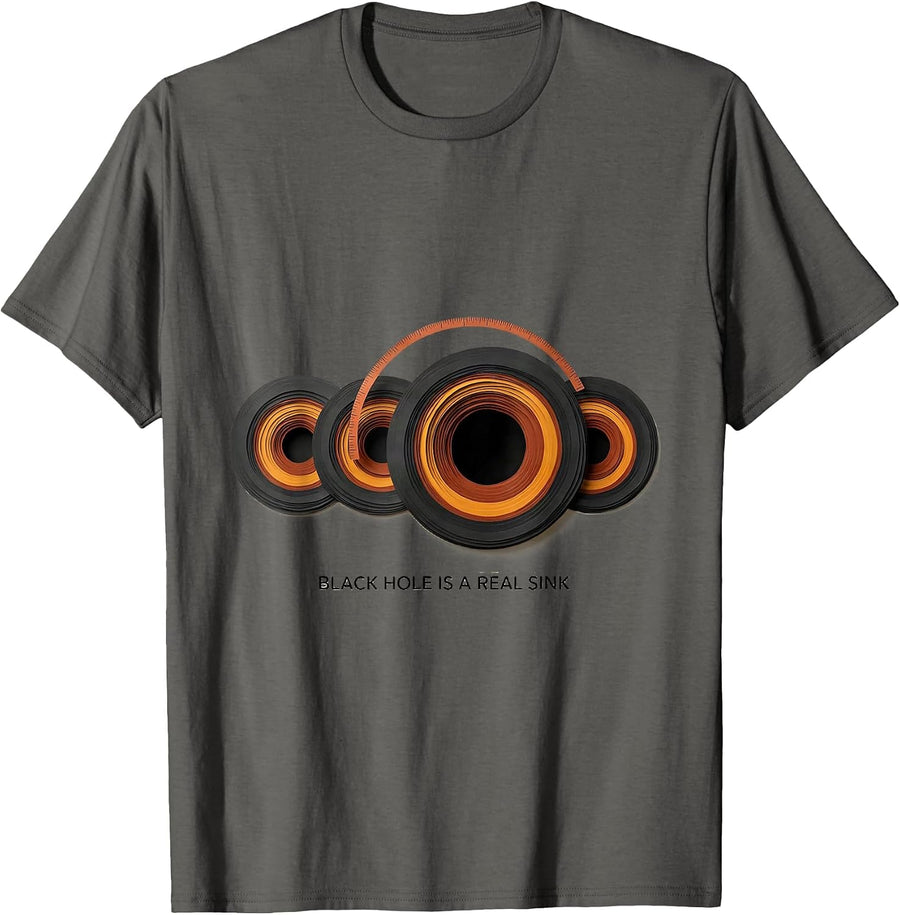 Black Hole Is A Real Sink Funny Space Astronomy Enthusiast T-Shirt - Asphalt Grey