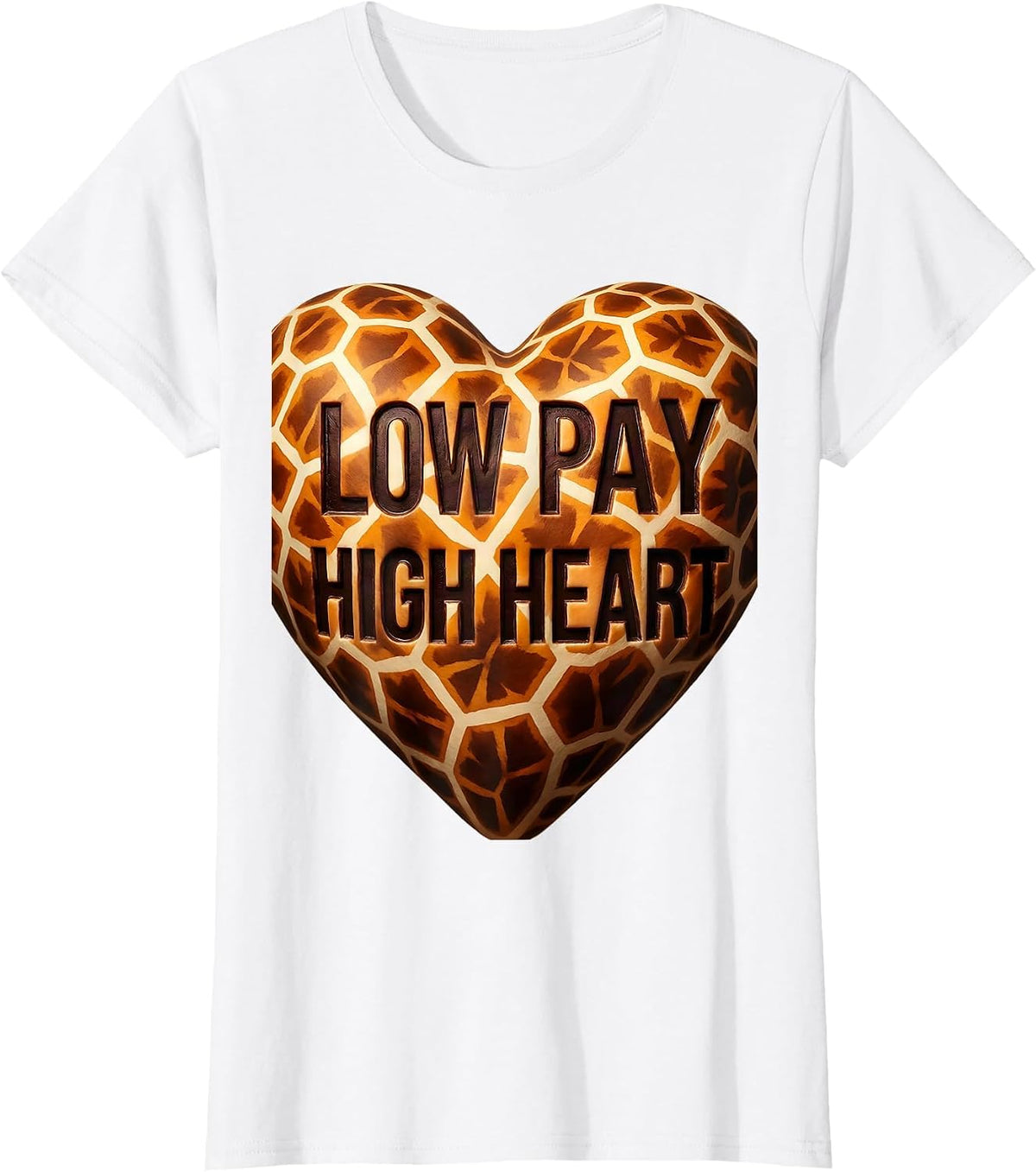 Women's Low Pay High Heart Paraprofessional Design T-Shirt - White