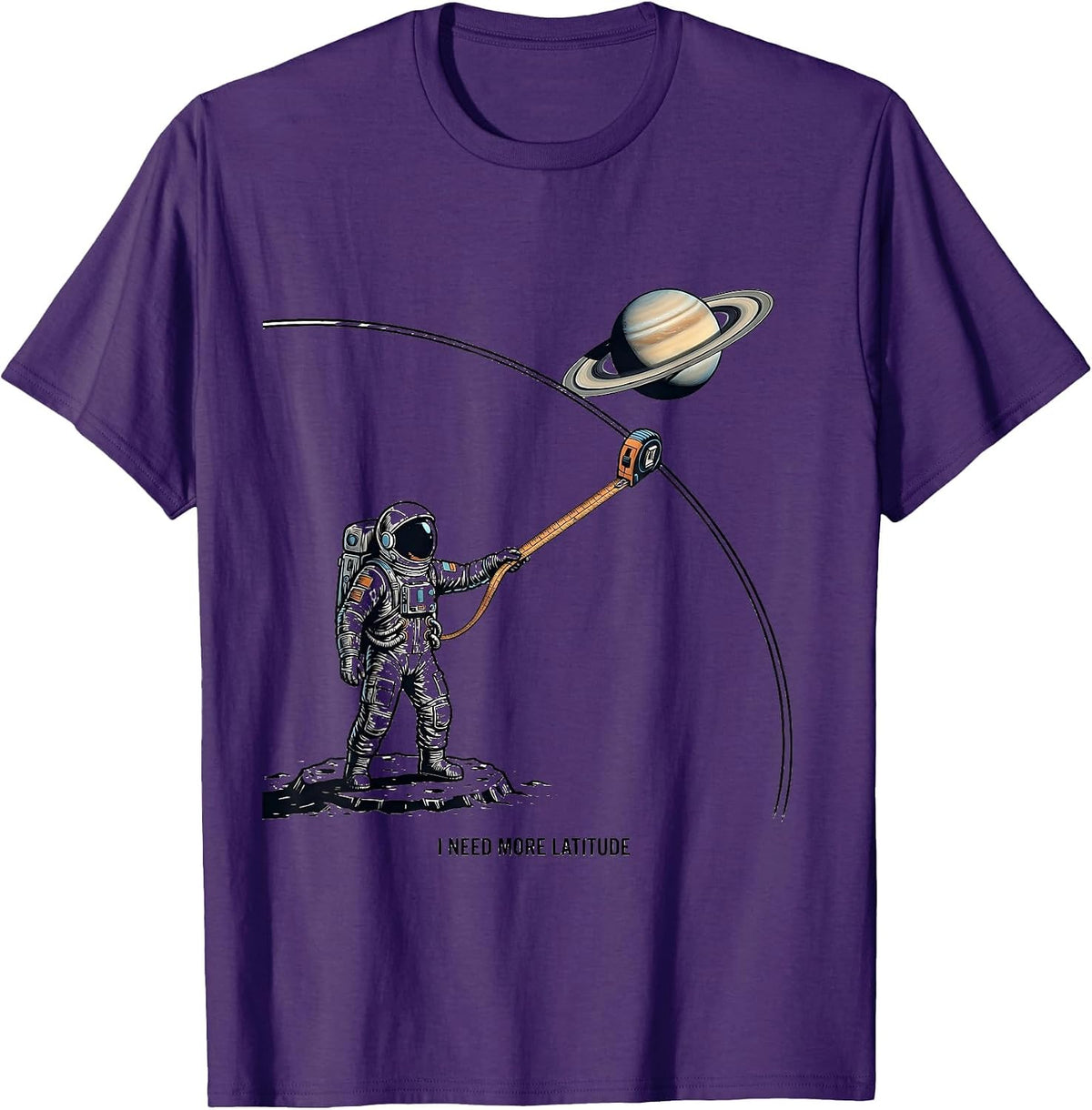 Men's I Need More Latitude Funny Astronaut Retro Space Lover Gift T-Shirt - Purple